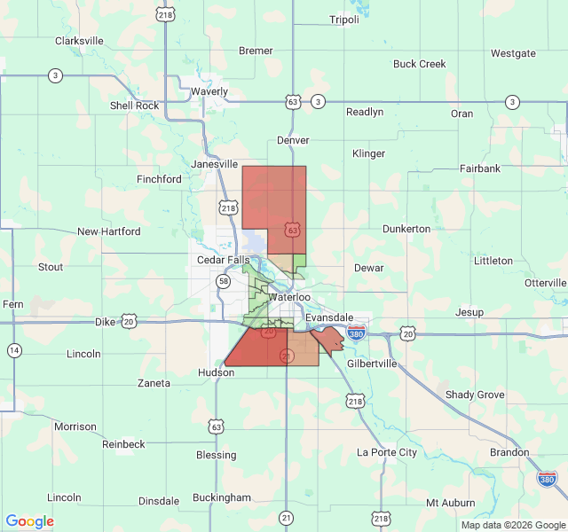 Map of septic coverage in Waterloo, IA