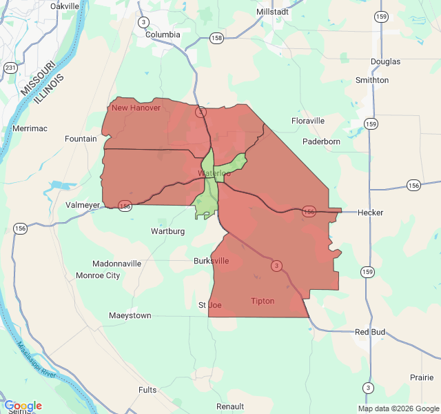 Map of septic coverage in Waterloo, IL