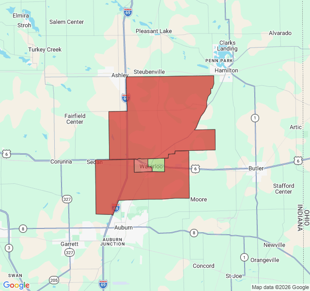 Map of septic coverage in Waterloo, IN