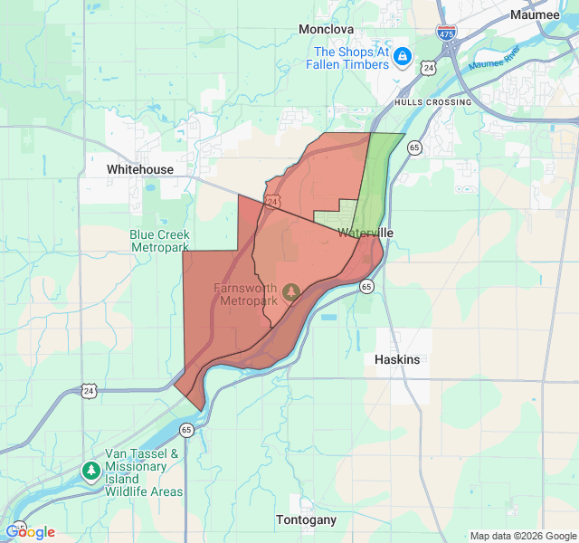 Map of septic coverage in Waterville, OH