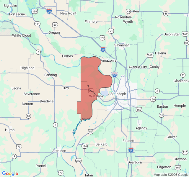 Map of septic coverage in Wathena, KS