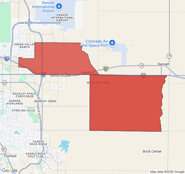 Map of septic coverage in Watkins, CO