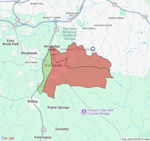 Map of septic coverage in Watkinsville, GA