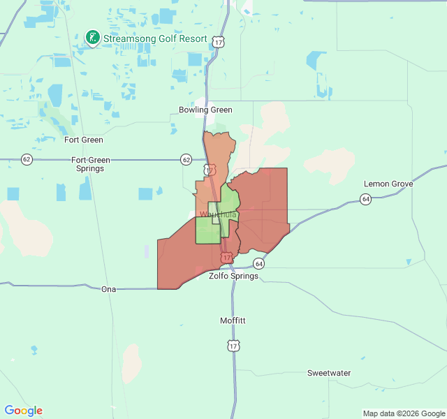 Map of septic coverage in Wauchula, FL