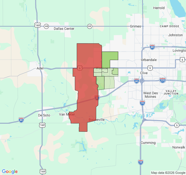 Map of septic coverage in Waukee, IA