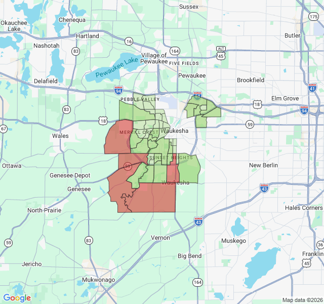 Map of septic coverage in Waukesha, WI