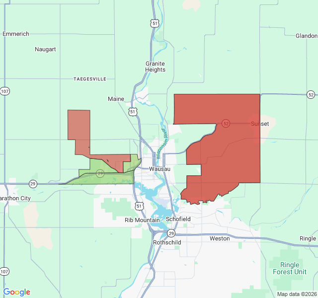 Map of septic coverage in Wausau, WI