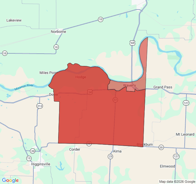 Map of septic coverage in Waverly, MO