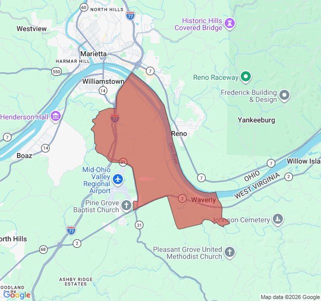 Map of septic coverage in Waverly, WV
