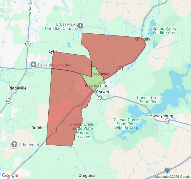 Map of septic coverage in Waynesville, OH