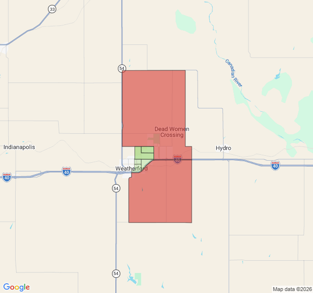 Map of septic coverage in Weatherford, OK