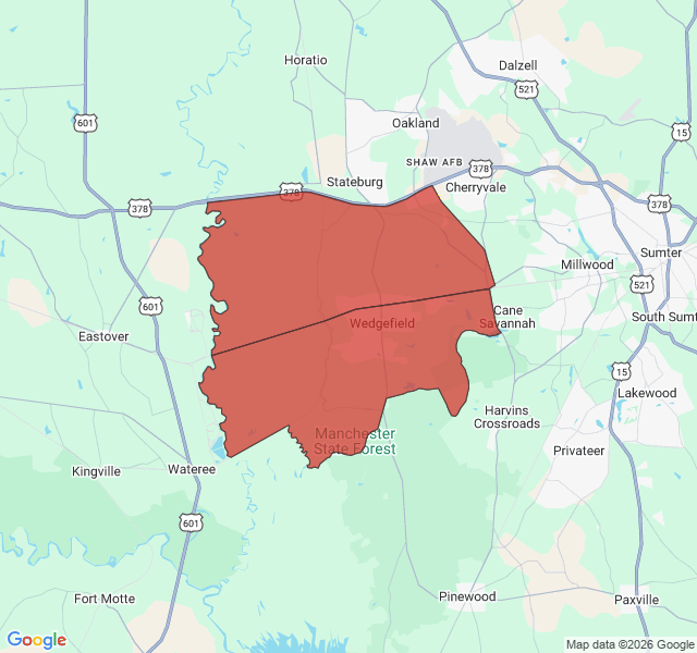 Map of septic coverage in Wedgefield, SC