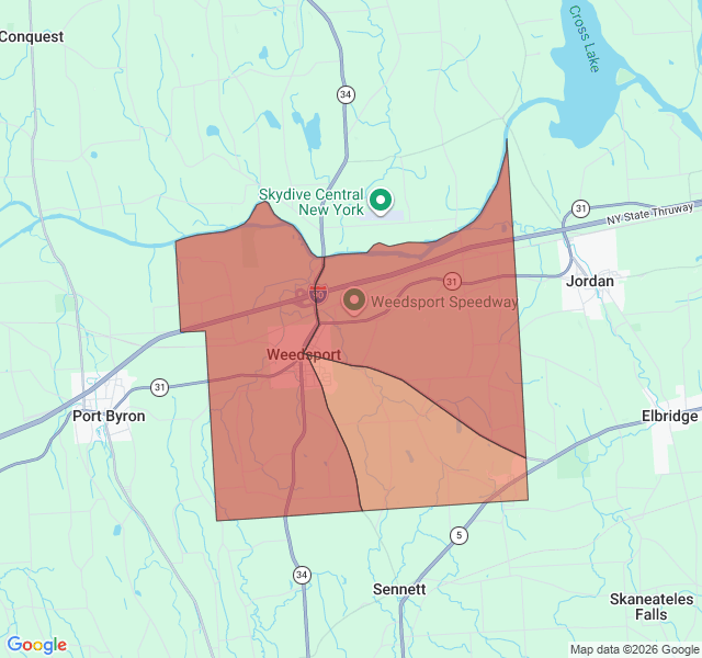 Map of septic coverage in Weedsport, NY