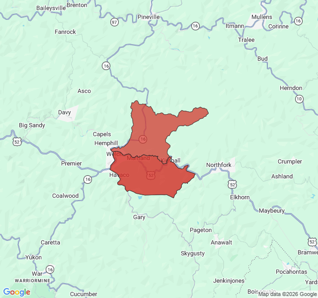 Map of septic coverage in Welch, WV