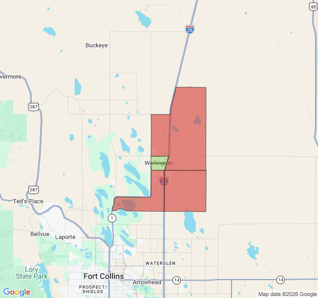 Map of septic coverage in Wellington, CO