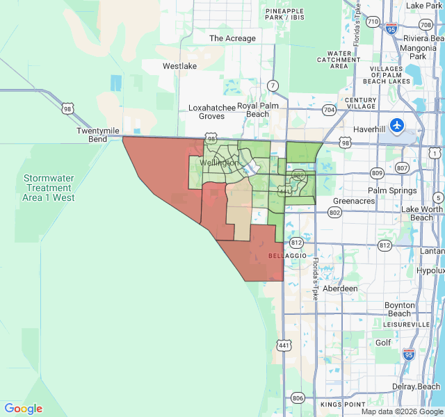 Map of septic coverage in Wellington, FL