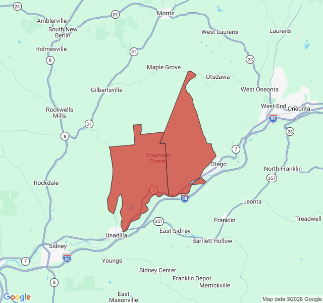 Map of septic coverage in Wells Bridge, NY