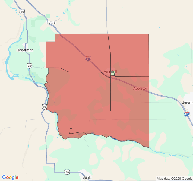 Map of septic coverage in Wendell, ID