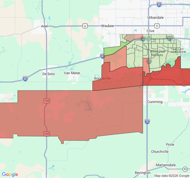 Map of septic coverage in West Des Moines, IA