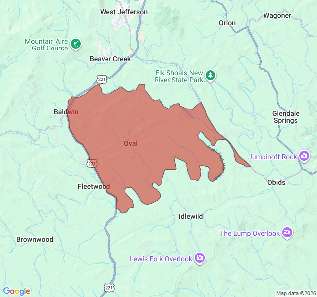 Map of septic coverage in West Jefferson, NC