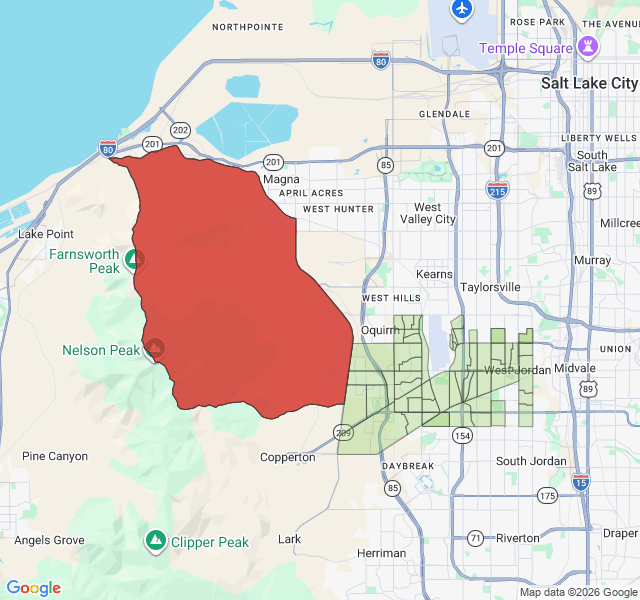 Map of septic coverage in West Jordan, UT