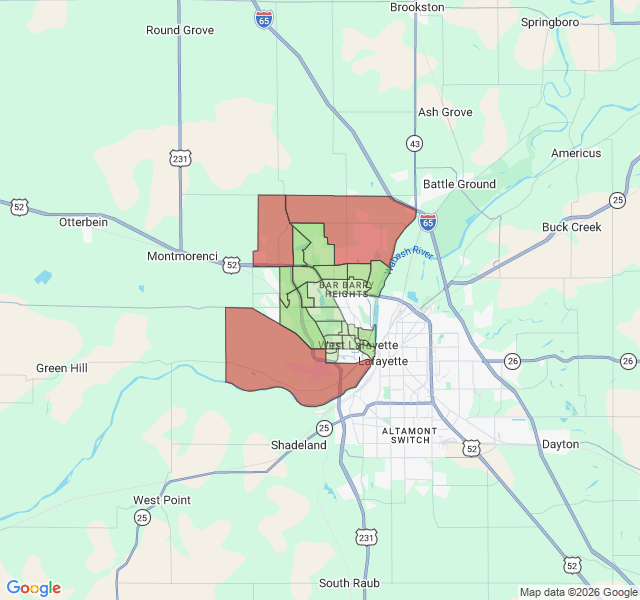 Map of septic coverage in West Lafayette, IN