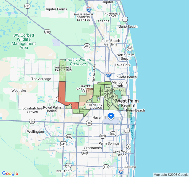 Map of septic coverage in West Palm Beach, FL