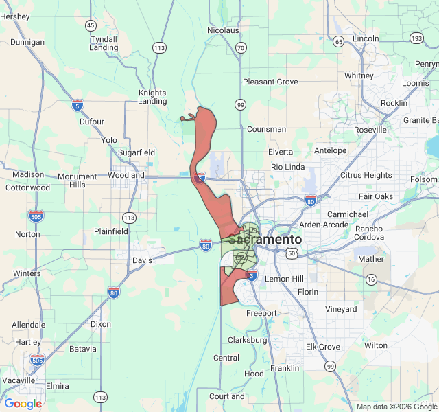 Map of septic coverage in West Sacramento, CA
