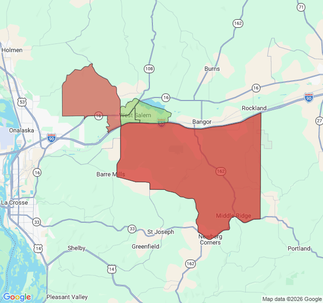 Map of septic coverage in West Salem, WI