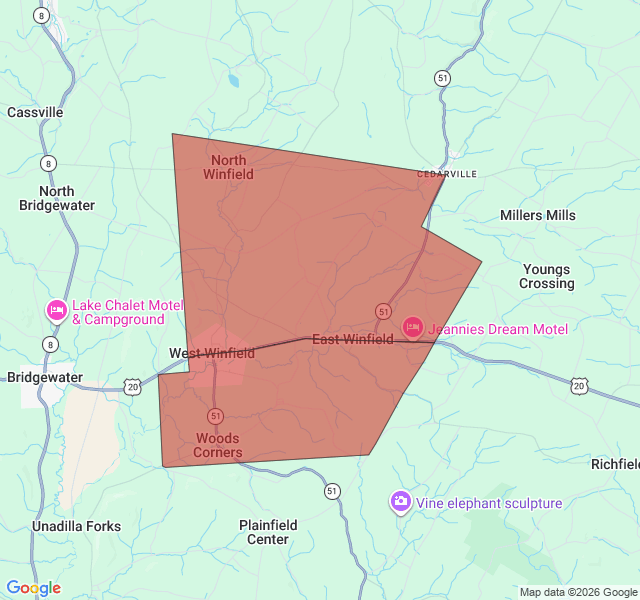Map of septic coverage in West Winfield, NY