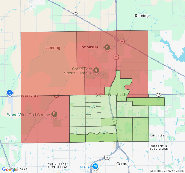 Map of septic coverage in Westfield, IN