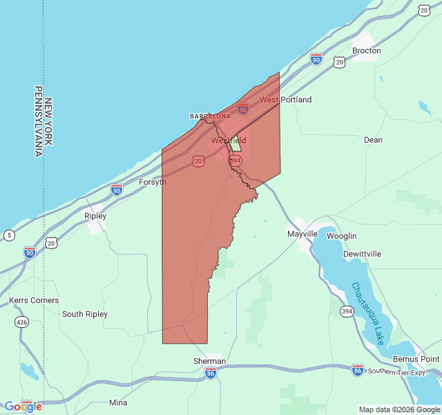 Map of septic coverage in Westfield, NY