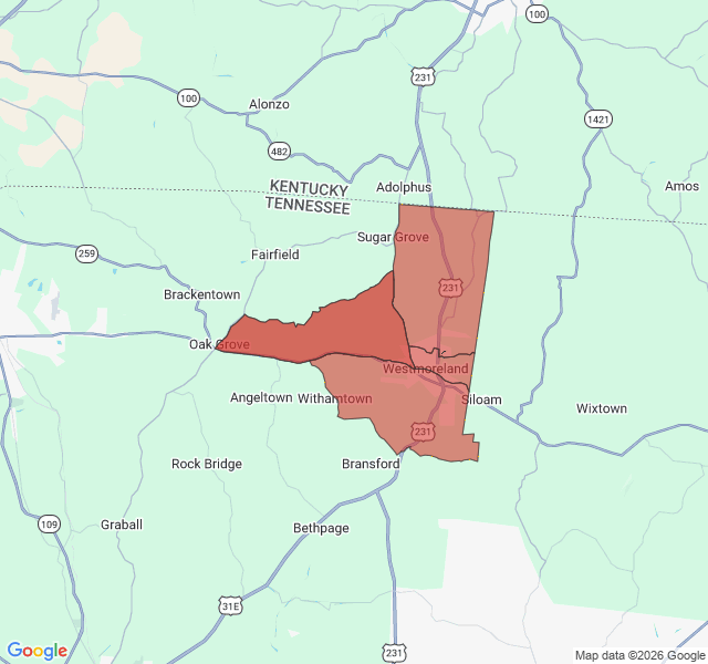 Map of septic coverage in Westmoreland, TN