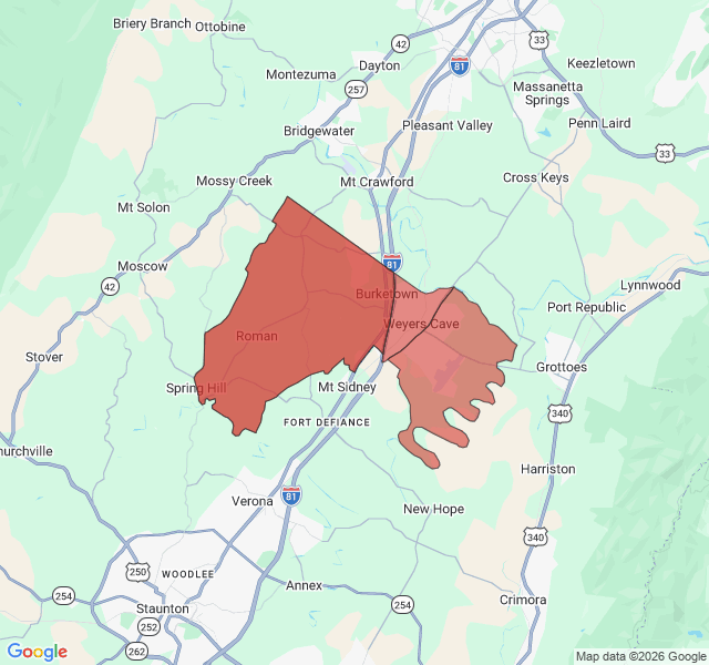 Map of septic coverage in Weyers Cave, VA