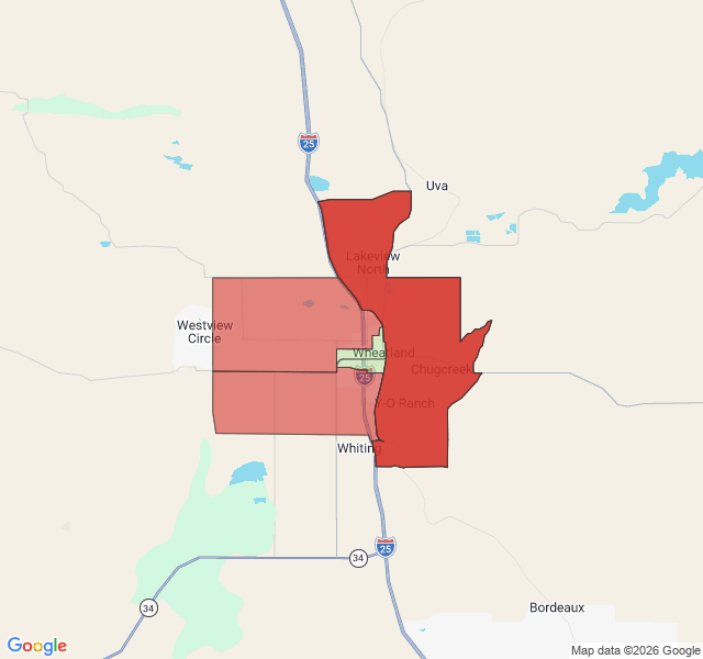 Map of septic coverage in Wheatland, WY