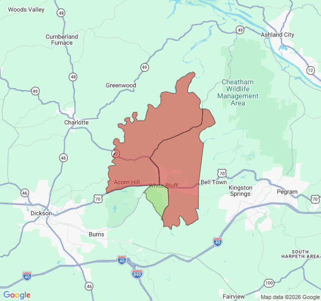 Map of septic coverage in White Bluff, TN