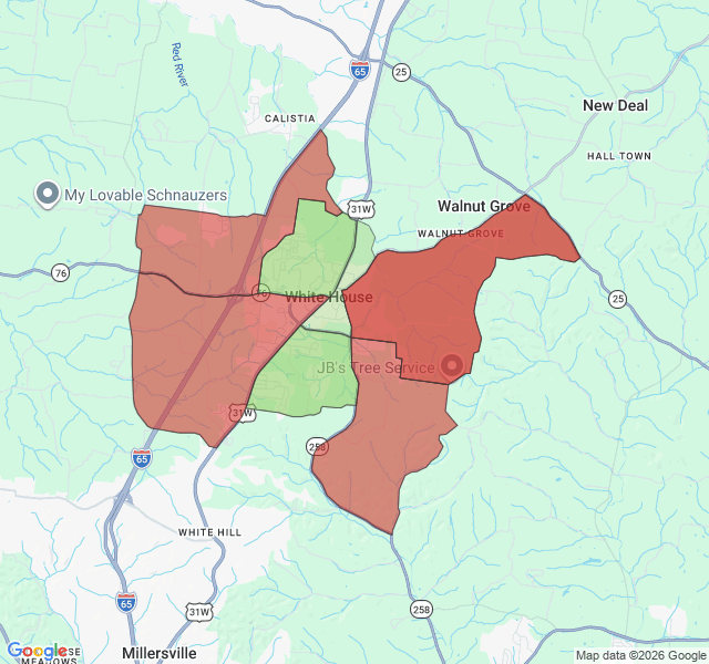Map of septic coverage in White House, TN