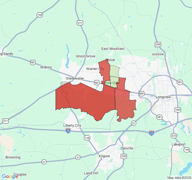 Map of septic coverage in White Oak, TX
