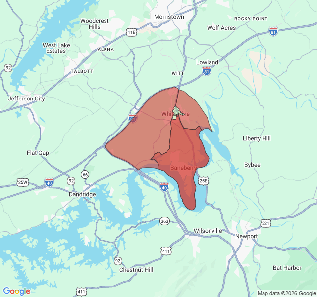 Map of septic coverage in White Pine, TN
