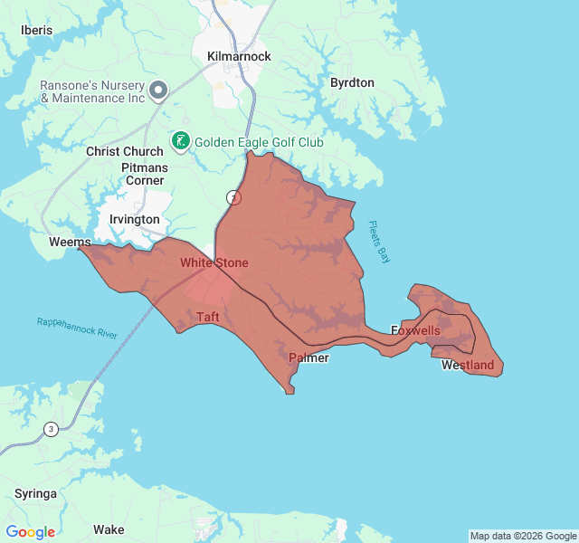 Map of septic coverage in White Stone, VA