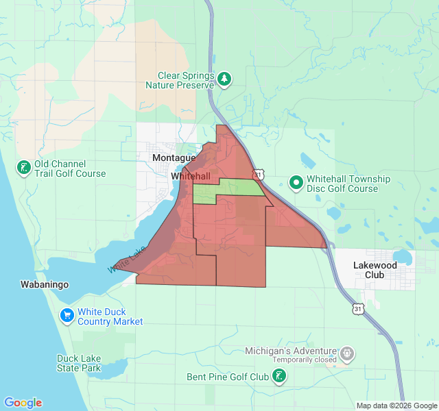 Map of septic coverage in Whitehall, MI