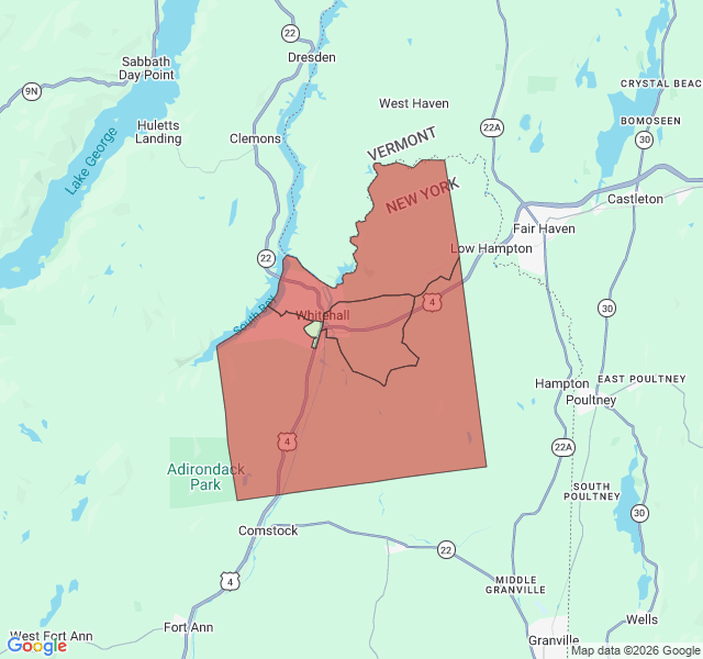 Map of septic coverage in Whitehall, NY