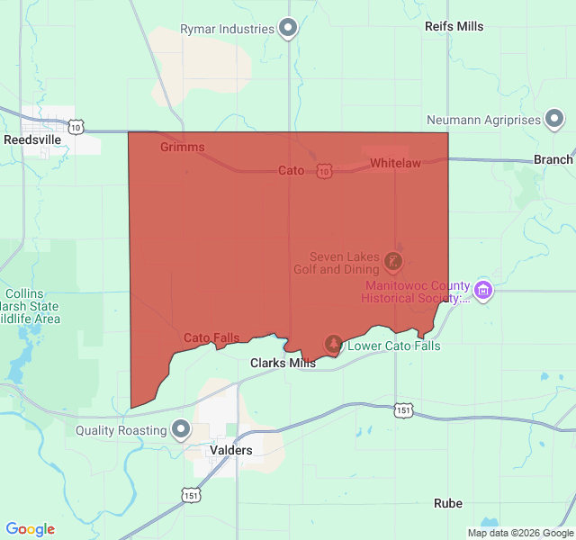 Map of septic coverage in Whitelaw, WI