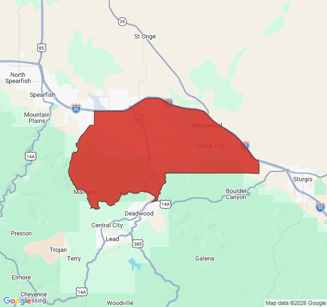 Map of septic coverage in Whitewood, SD