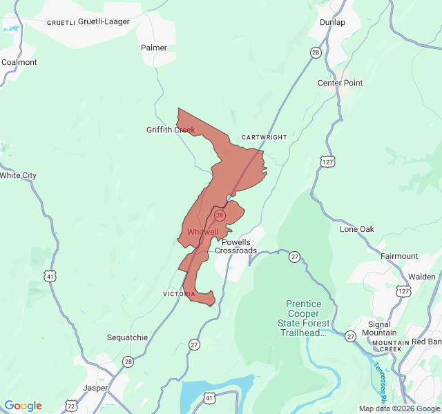Map of septic coverage in Whitwell, TN