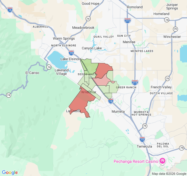 Map of septic coverage in Wildomar, CA