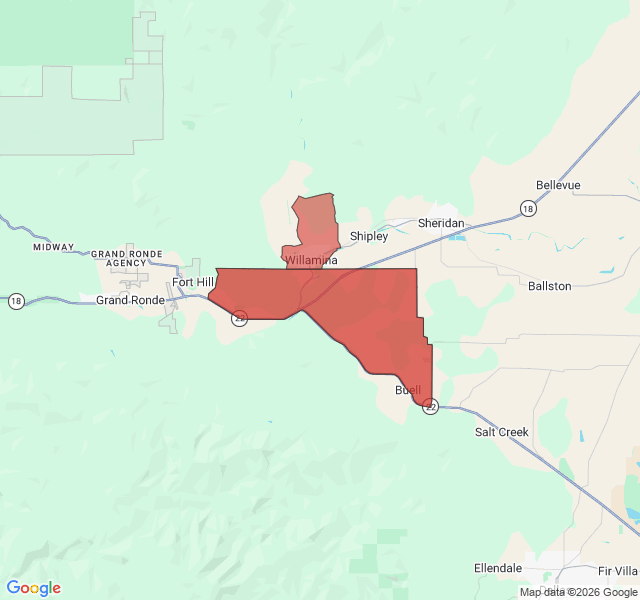 Map of septic coverage in Willamina, OR