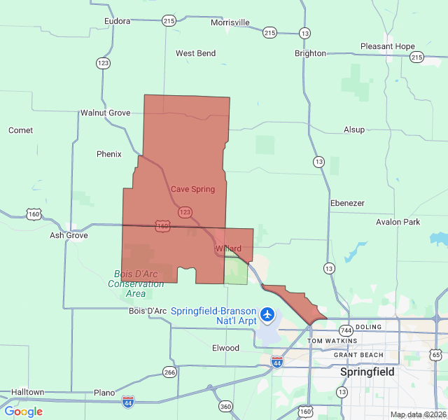 Map of septic coverage in Willard, MO