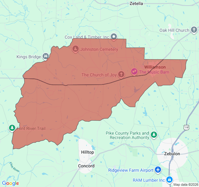 Map of septic coverage in Williamson, GA