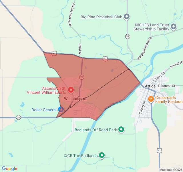 Map of septic coverage in Williamsport, IN